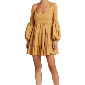 Cinq a Sept, Rose Tiered Ruffle Mini Dress, Gold color in size:4
NWT